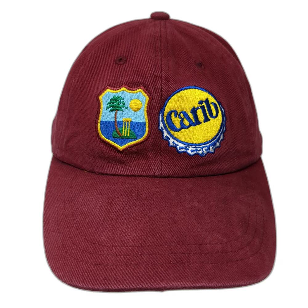 ITC Baseball Cap Red One Size West Indies Cricket Board Carib Beer Slideback Hat